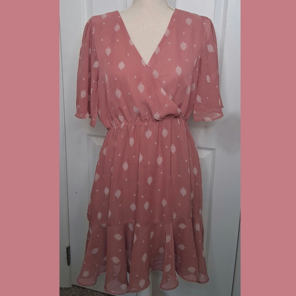 Blue Rain Blush Flutter Sleeve Cocktail Dress Size Medium